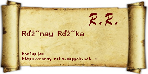 Rónay Réka névjegykártya